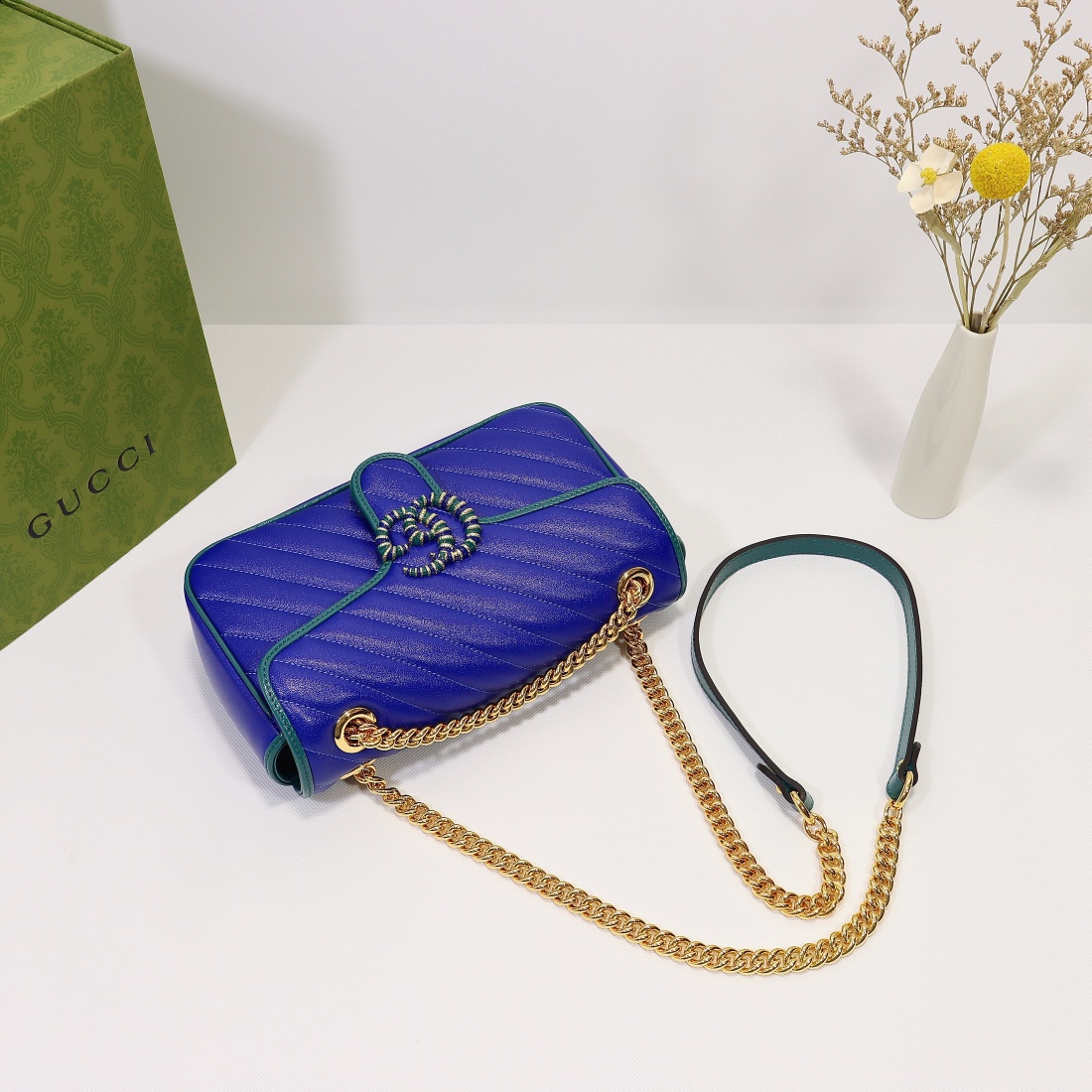 New Replica Gucci GG Beloved Marmont Shoulder Bag Blue 26cm