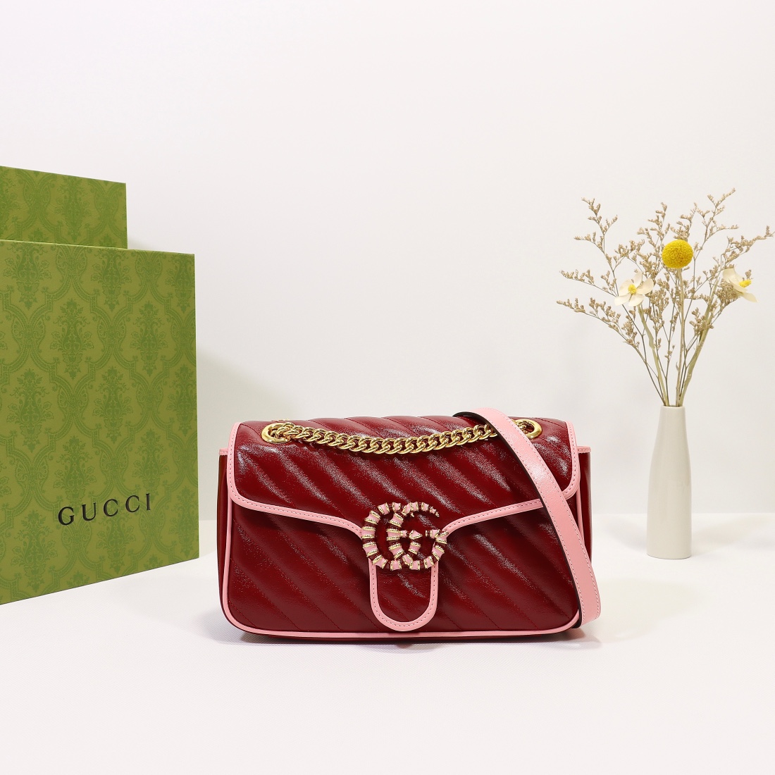 New Replica Gucci GG Beloved Marmont Shoulder Bag Red 26cm