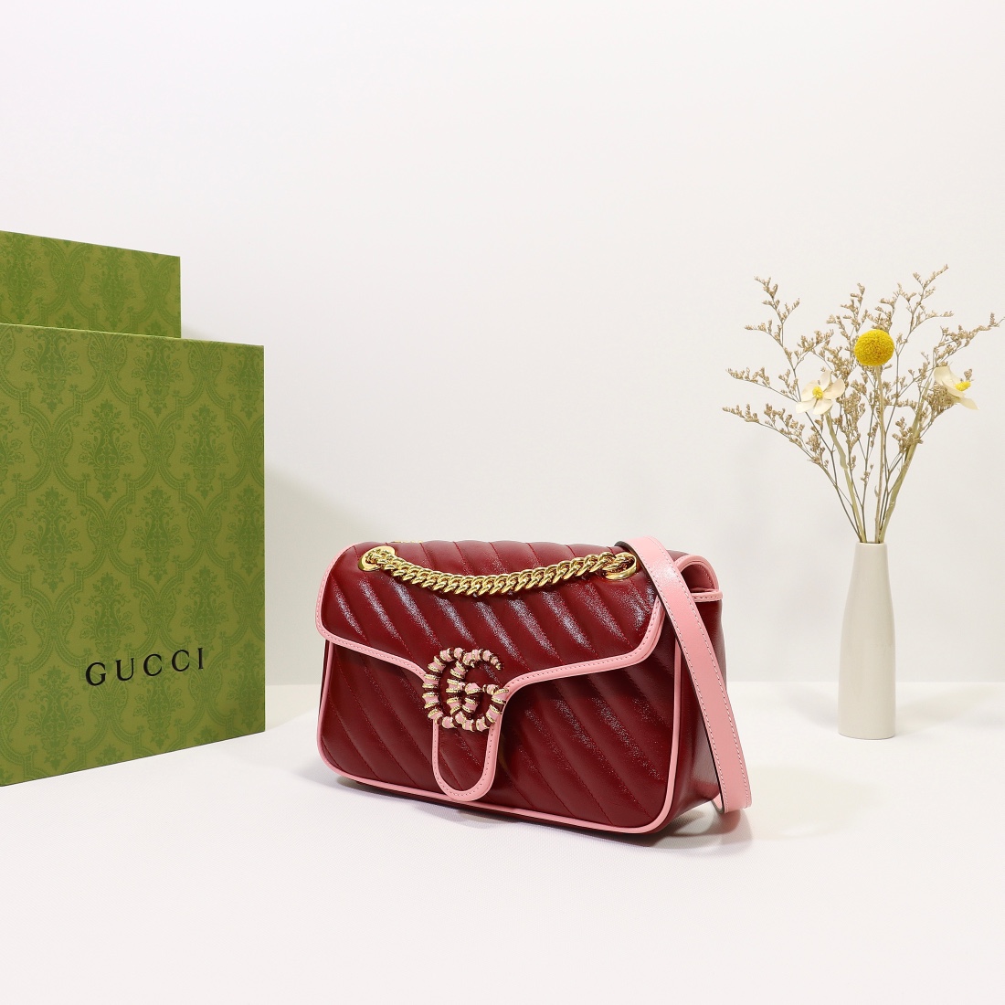 New Replica Gucci GG Beloved Marmont Shoulder Bag Red 26cm