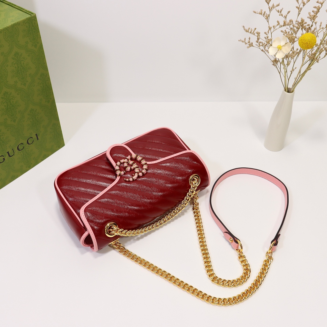 New Replica Gucci GG Beloved Marmont Shoulder Bag Red 26cm