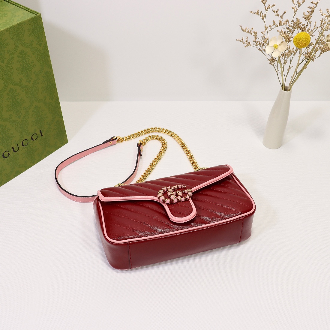 New Replica Gucci GG Beloved Marmont Shoulder Bag Red 26cm