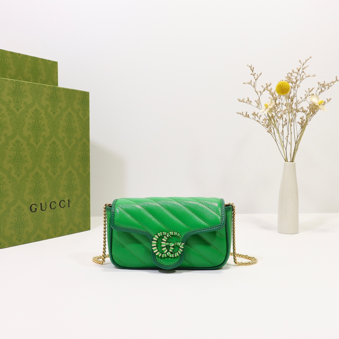 New Replica Gucci Marmont Super Mini Bag Green