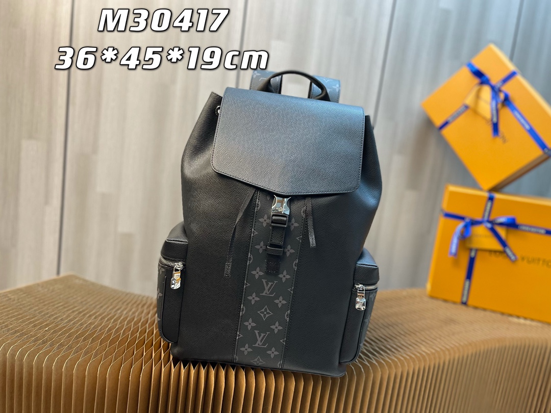 New Replica Louis Vuitton M30417 Mens Outdoor Backpack Pairs Taiga Leather with Monogram Eclipse Canvas