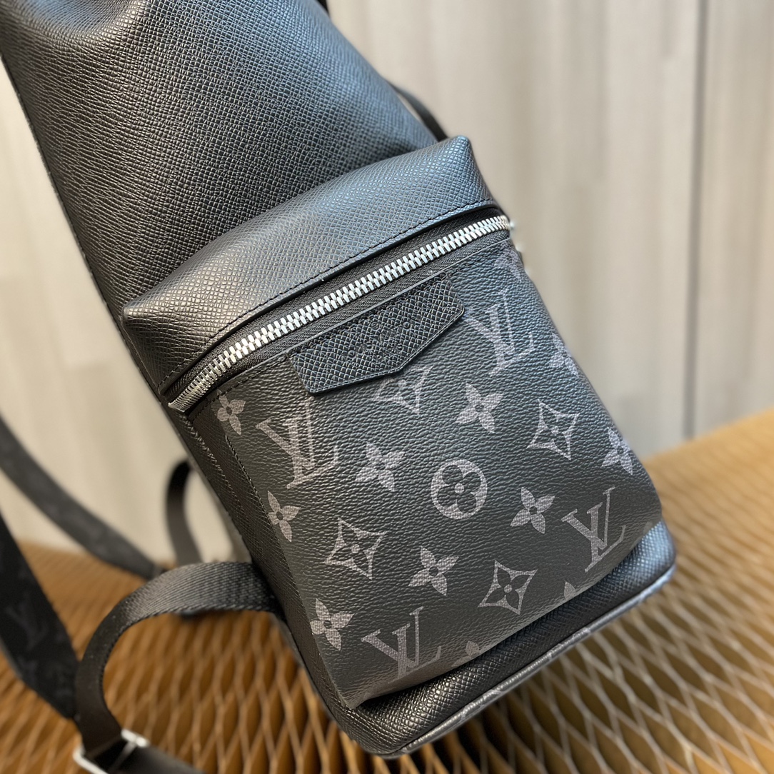 New Replica Louis Vuitton M30417 Mens Outdoor Backpack Pairs Taiga Leather with Monogram Eclipse Canvas