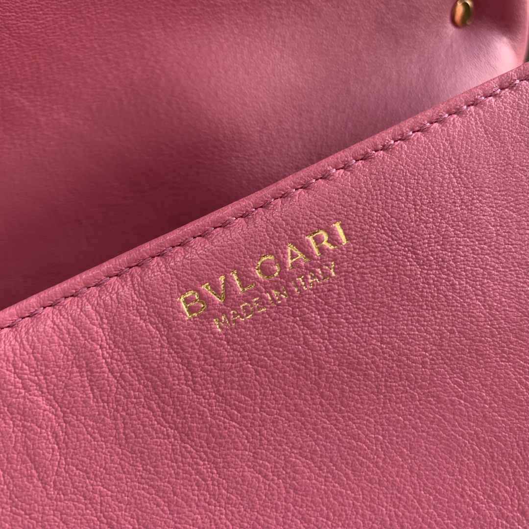 New Style Bulgari Cabochon Crossbody Bag Calf Leather Pink 22.5cm