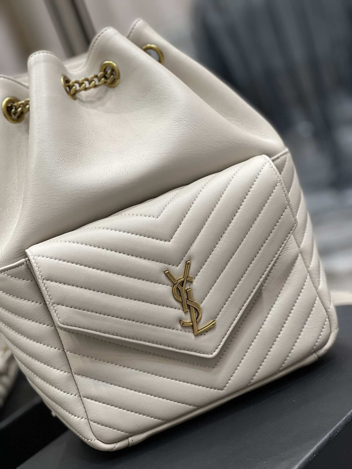 New Style Copy Saint Laurent Joe Backpack in Lambskin in Lambskin Spring Top Sale White