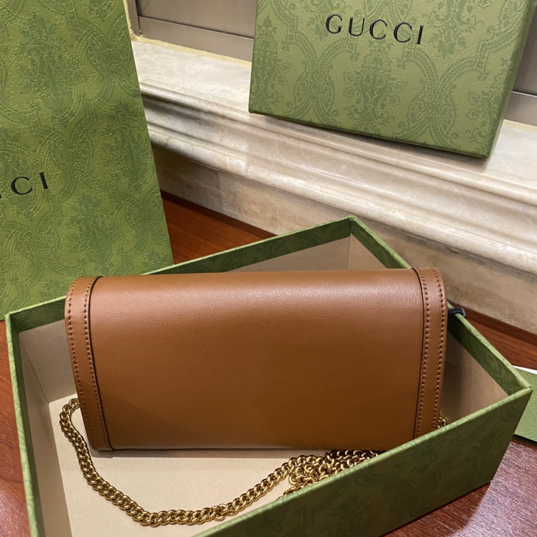 New Style Gucci Diana Chain Wallet with Bamboo White Leather Economy Fake 