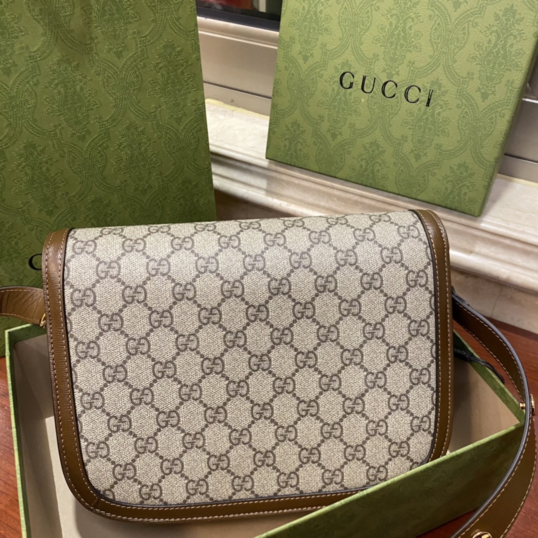 Nice Review Gucci  Horsebit 1955 Shoulder Bag Beige Ebony GG Supreme Canva 602204 Copy