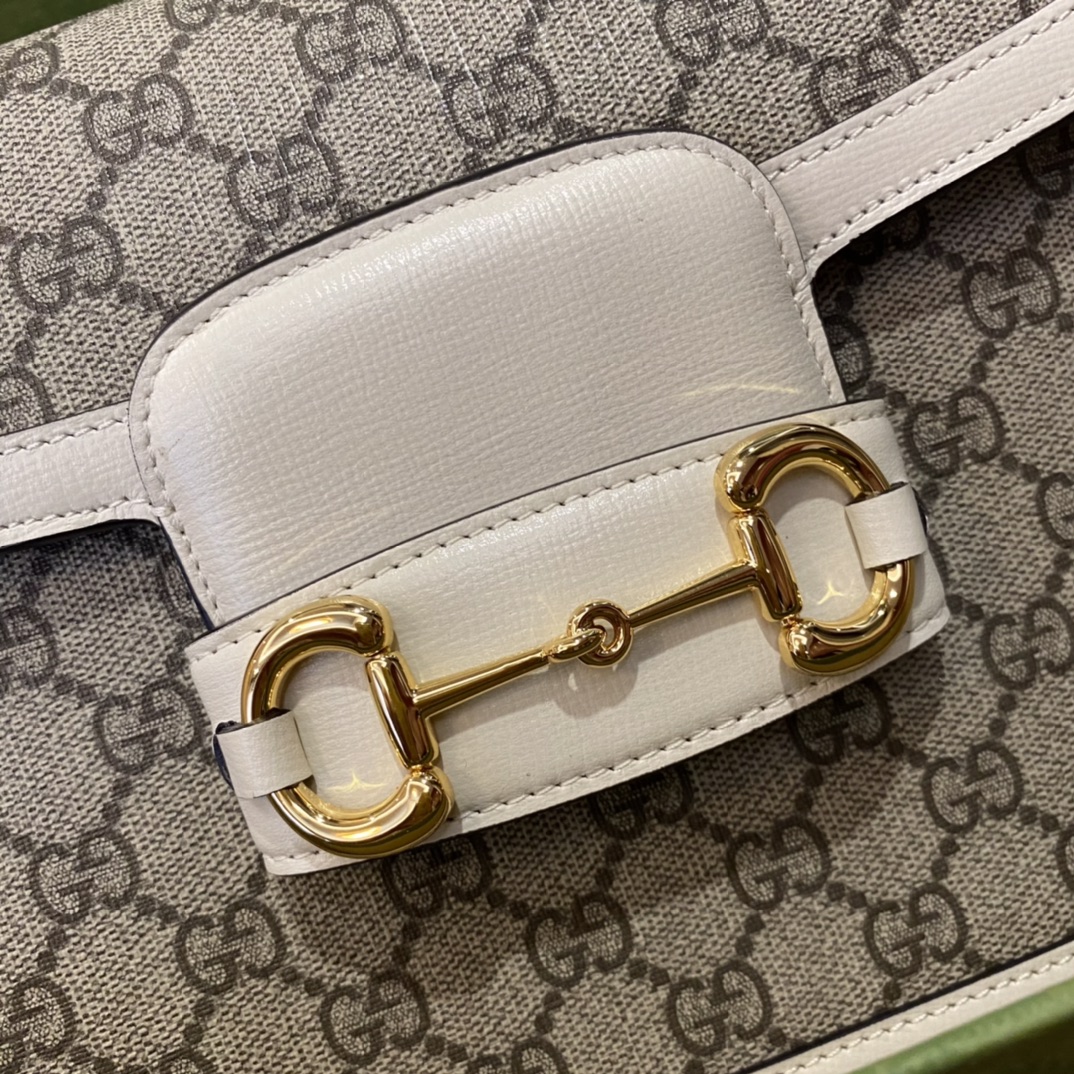 Nice Review Gucci  Horsebit 1955 Shoulder Bag White Ebony GG Supreme Canva 602204 Copy