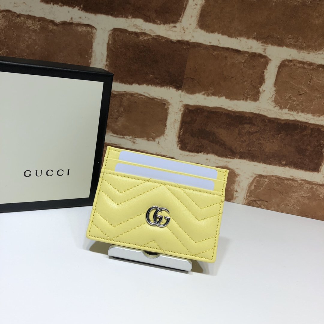 Origianl Copy Gucci 443127 GG Marmont Women Card Case Yellow Leather