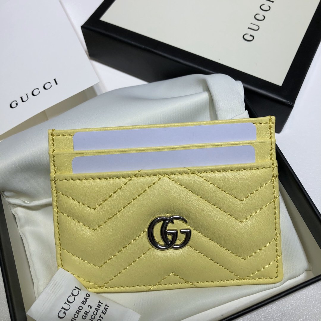 Origianl Copy Gucci 443127 GG Marmont Women Card Case Yellow Leather