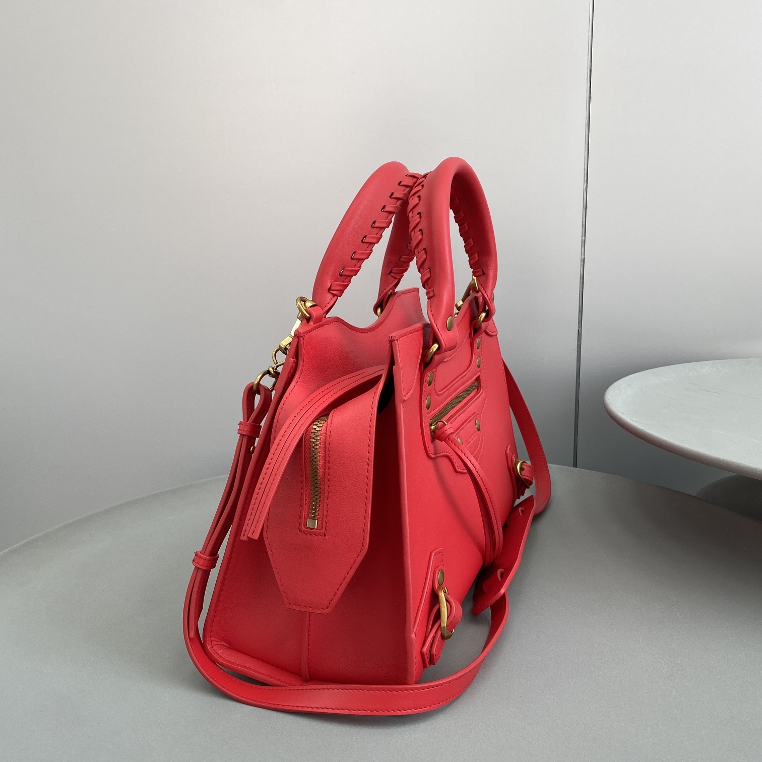 Original Copy Balenciaga Neo Classic Medium Top Handle Bag Red Smooth Calfskin