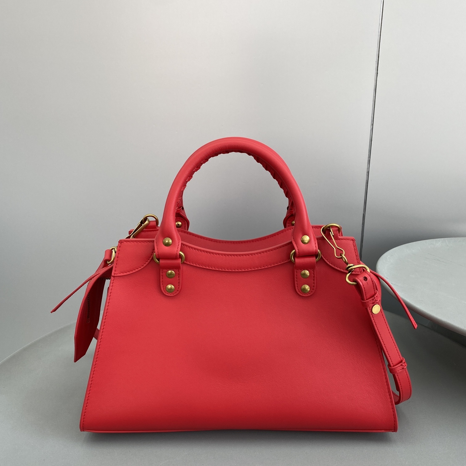 Original Copy Balenciaga Neo Classic Medium Top Handle Bag Red Smooth Calfskin