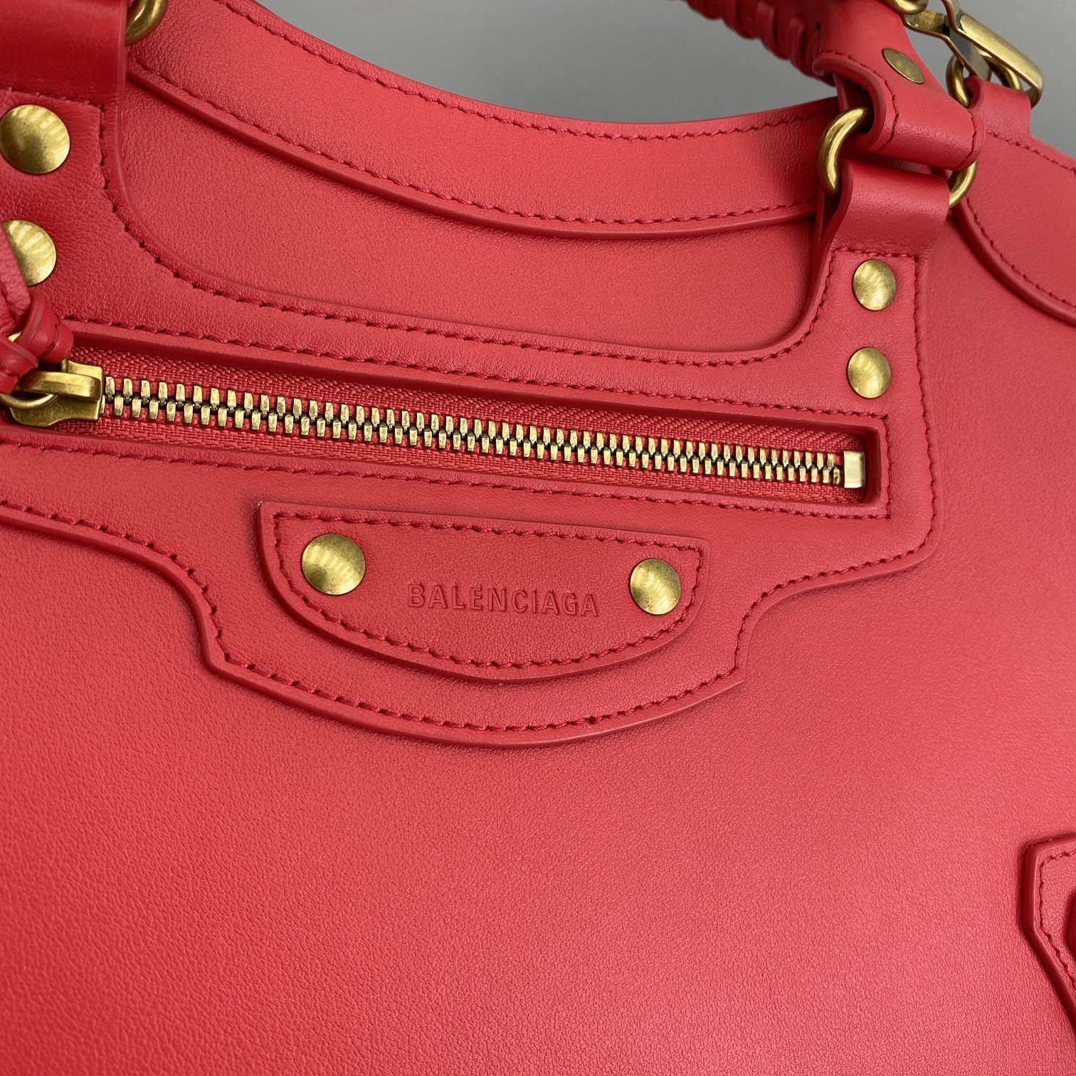 Original Copy Balenciaga Neo Classic Medium Top Handle Bag Red Smooth Calfskin