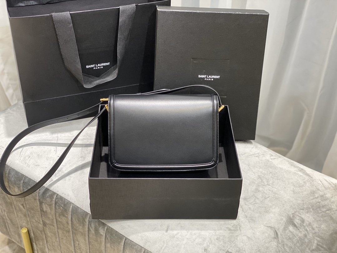 Original Copy Box Saint Laurent Leather SOLFERINO Medium Satchel Black