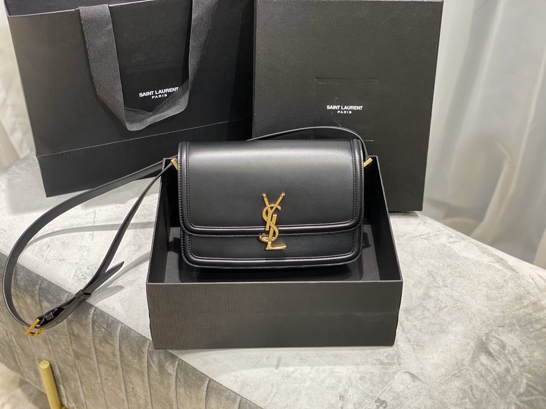 Original Copy Box Saint Laurent Leather SOLFERINO Medium Satchel Black