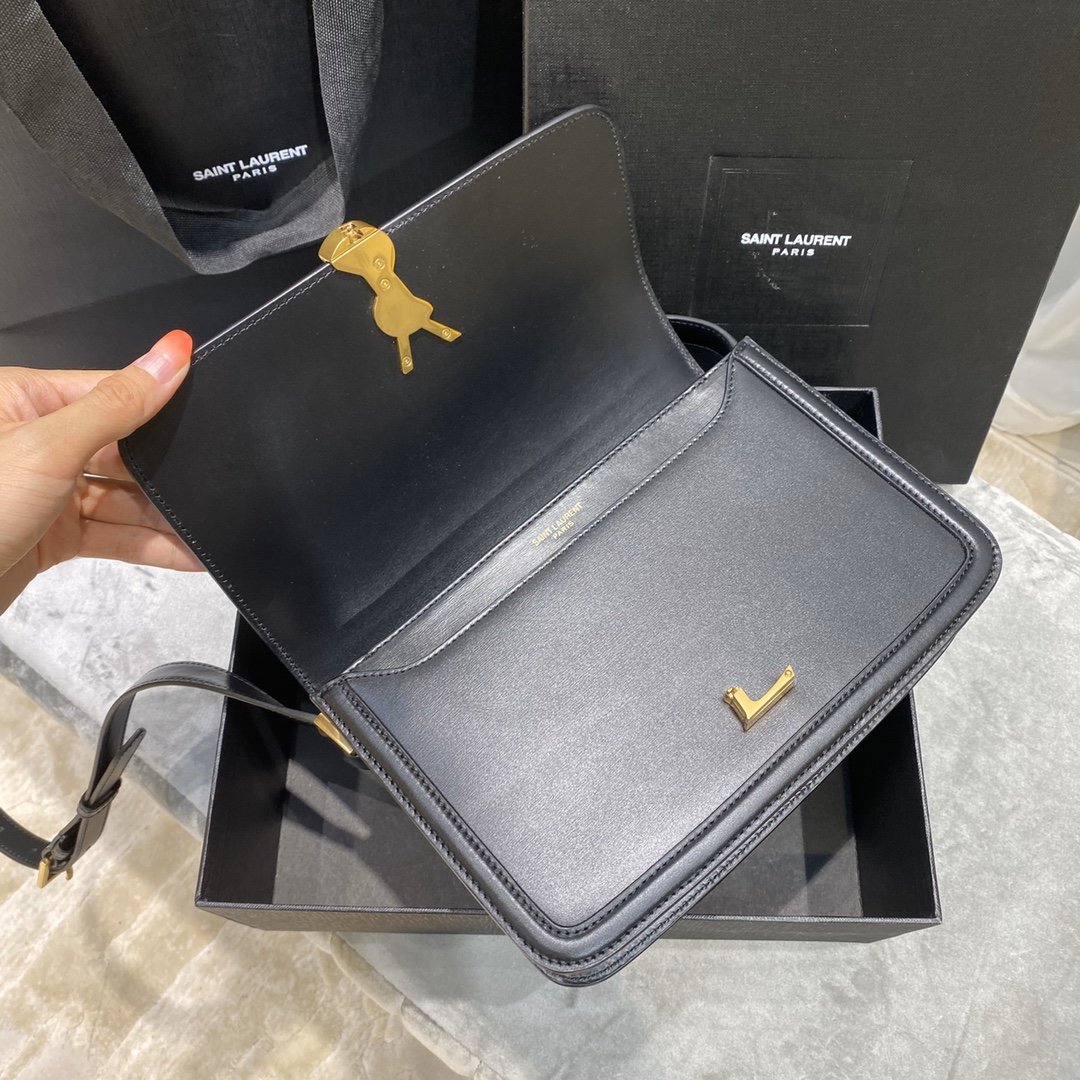 Original Copy Box Saint Laurent Leather SOLFERINO Medium Satchel Black