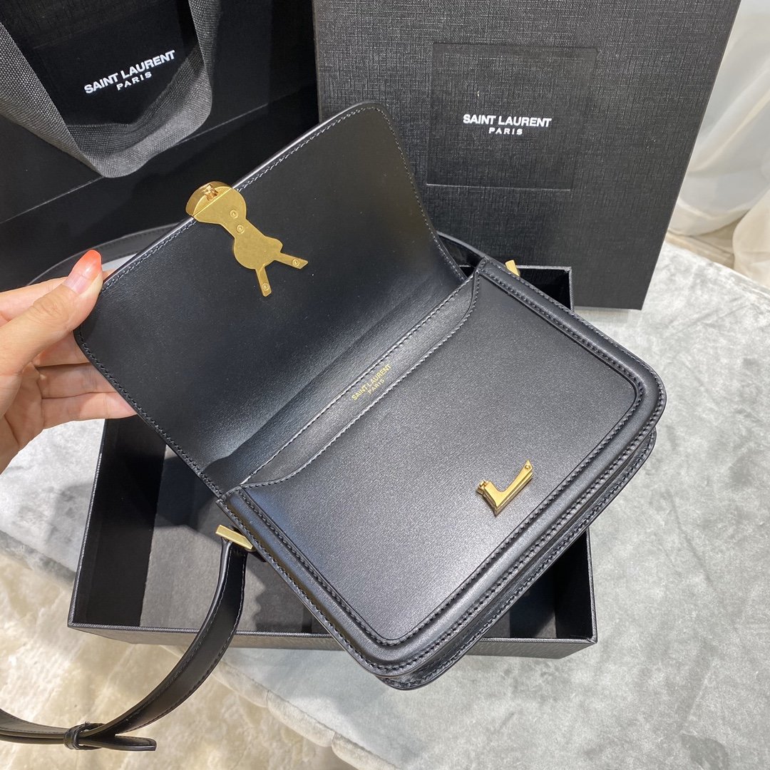 Original Copy Box Saint Laurent Leather SOLFERINO Small Satchel Black