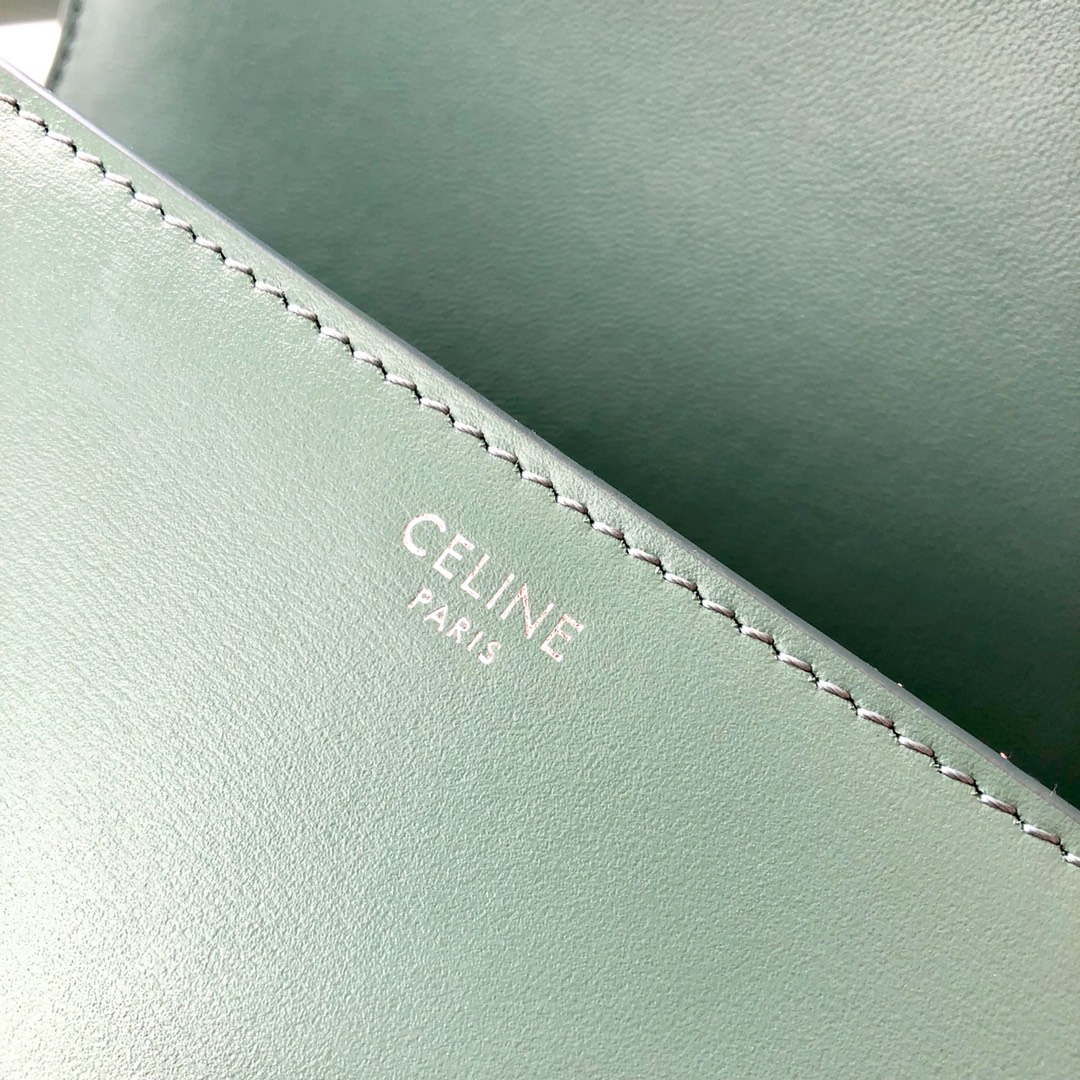 Original Copy Celine Medium Triomphe Bag in Shiny Calfskin Light Green