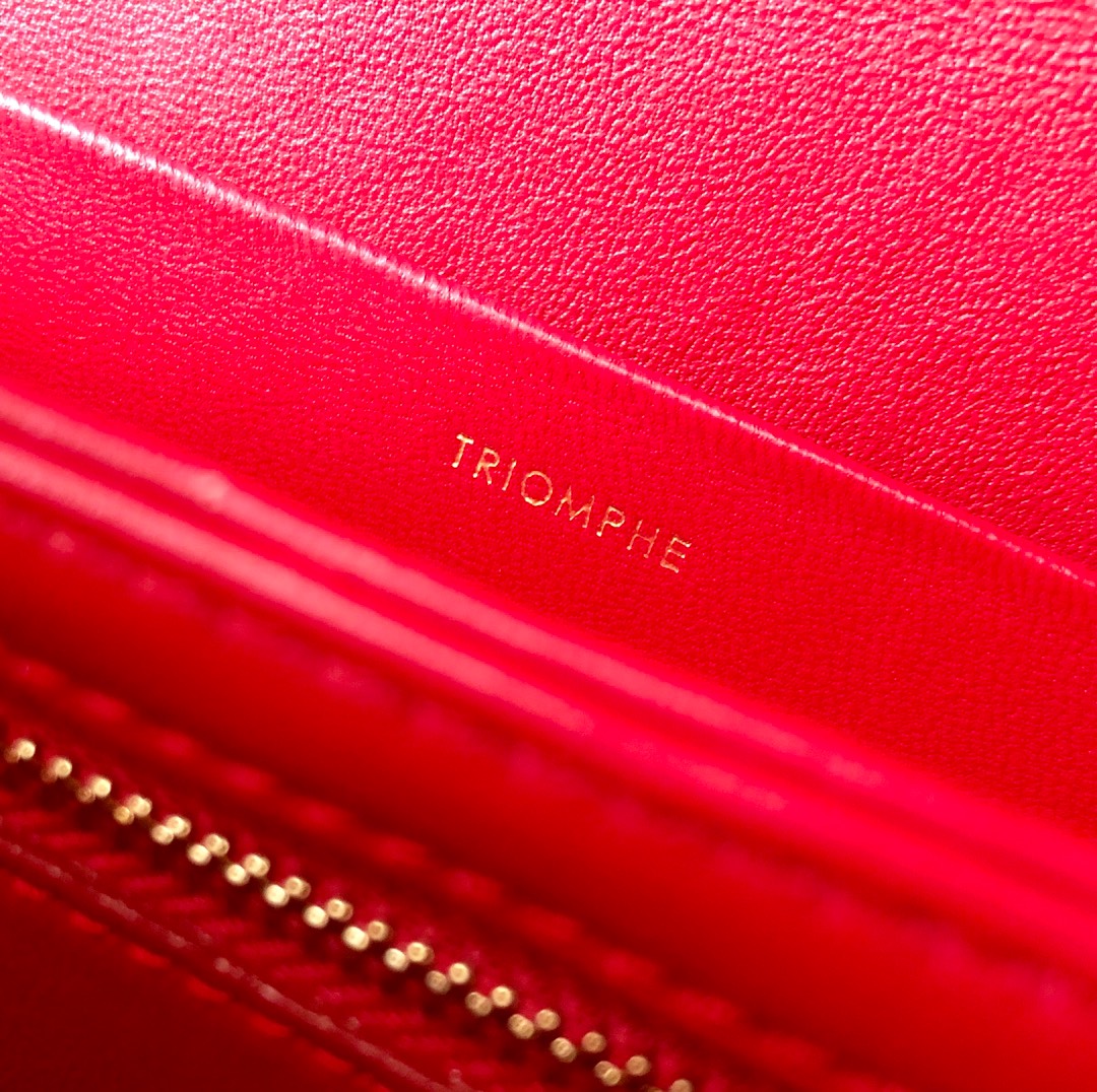 Original Copy Celine Medium Triomphe Bag in Shiny Calfskin Red