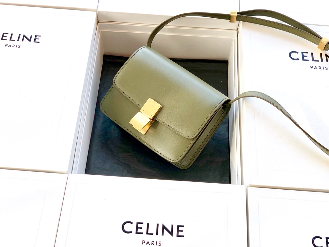 Original Copy Celine Small Classic Bag in ArmyGreen Calfskin 