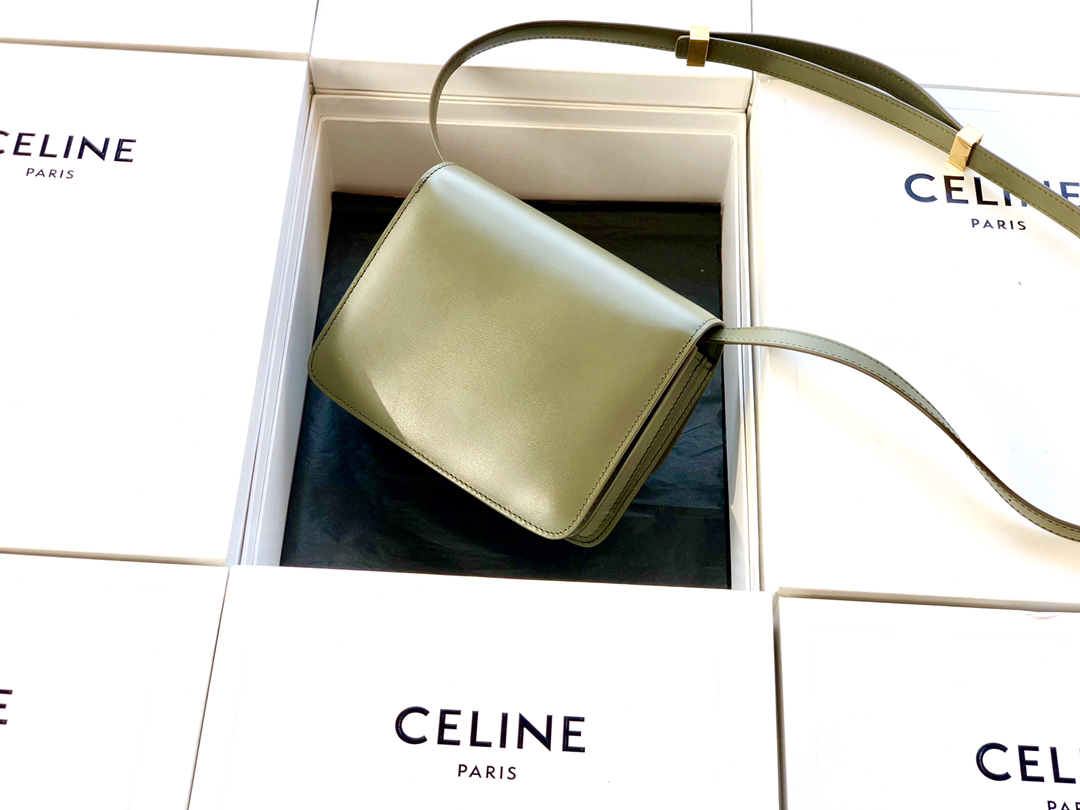 Original Copy Celine Small Classic Bag in ArmyGreen Calfskin 