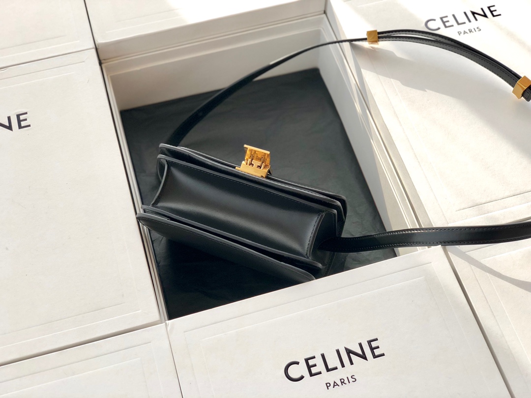 Original Copy Celine Small Classic Bag in Box Black Calfskin 