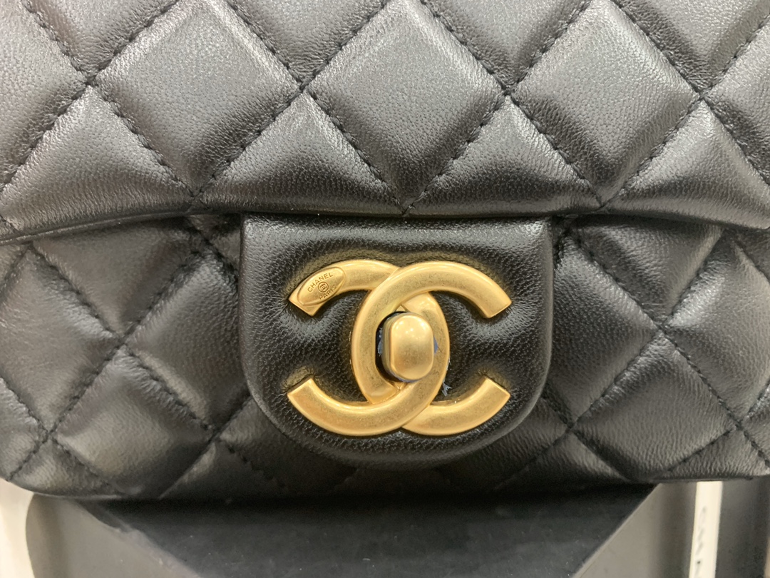 Original Copy Chanel AS2379 2021 Flap Bag Lambskin Resin Gold-Tone Metal Black