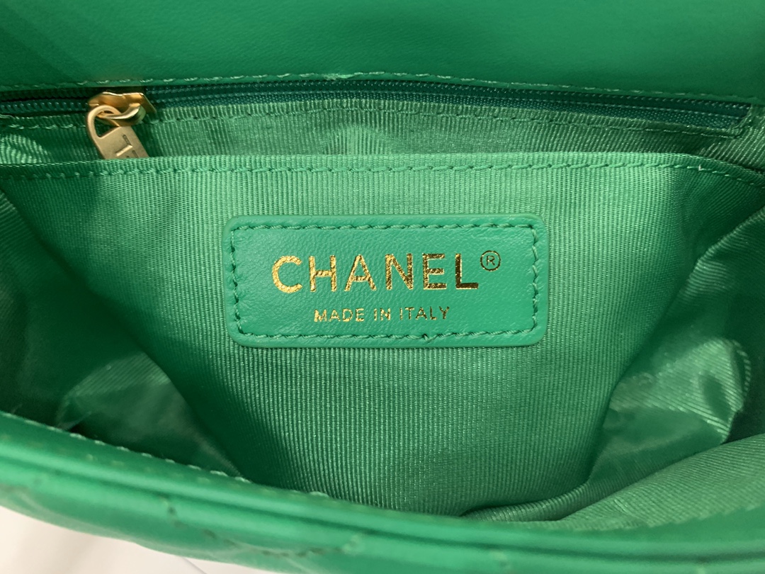 Original Copy Chanel AS2379 2021 Flap Bag Lambskin Resin Gold-Tone Metal Green