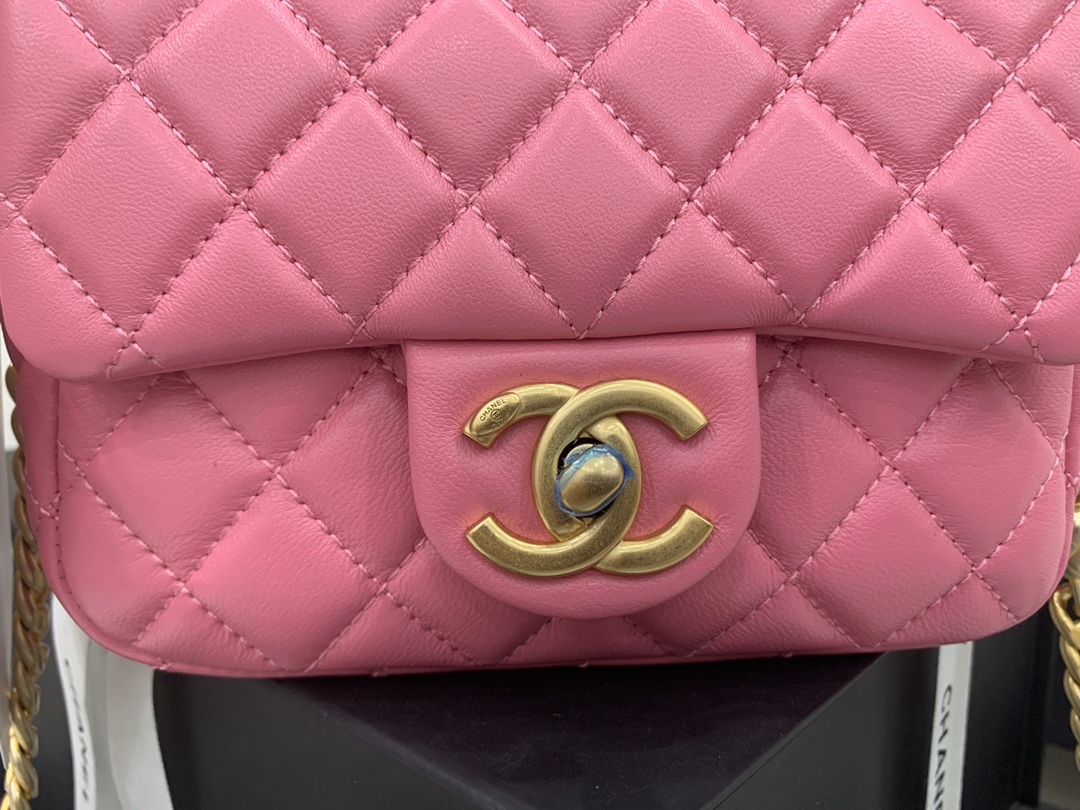 Original Copy Chanel AS2379 2021 Flap Bag Lambskin Resin Gold-Tone Metal Rose