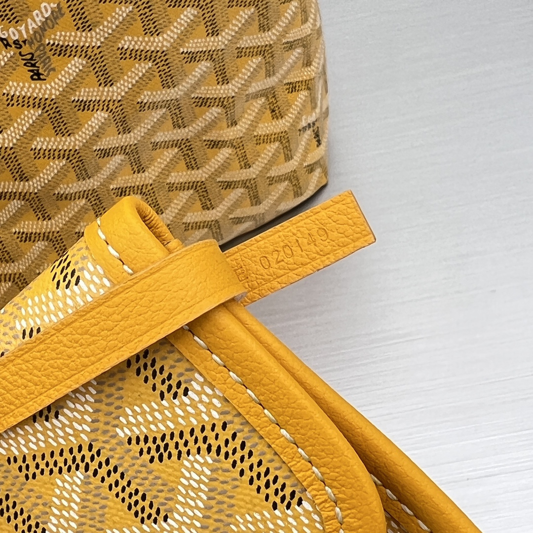 Original Copy Goyard Large Saint Louis Bag Goyardine Canvas Chevroches Calfskin Yellow