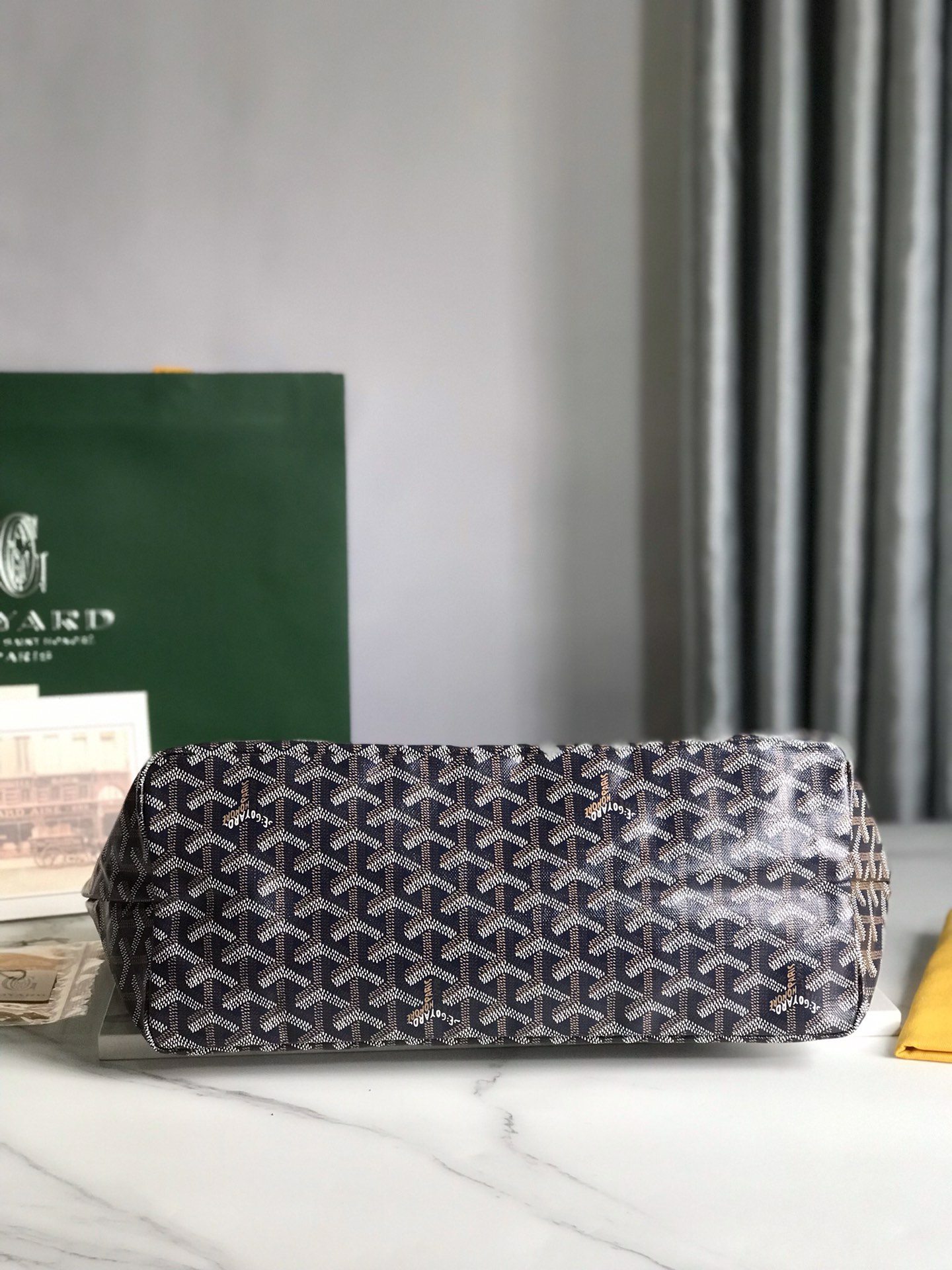 Original Copy Goyard Saint Louis PM Bag Goyardine Canvas and Chevroches Dark Blue