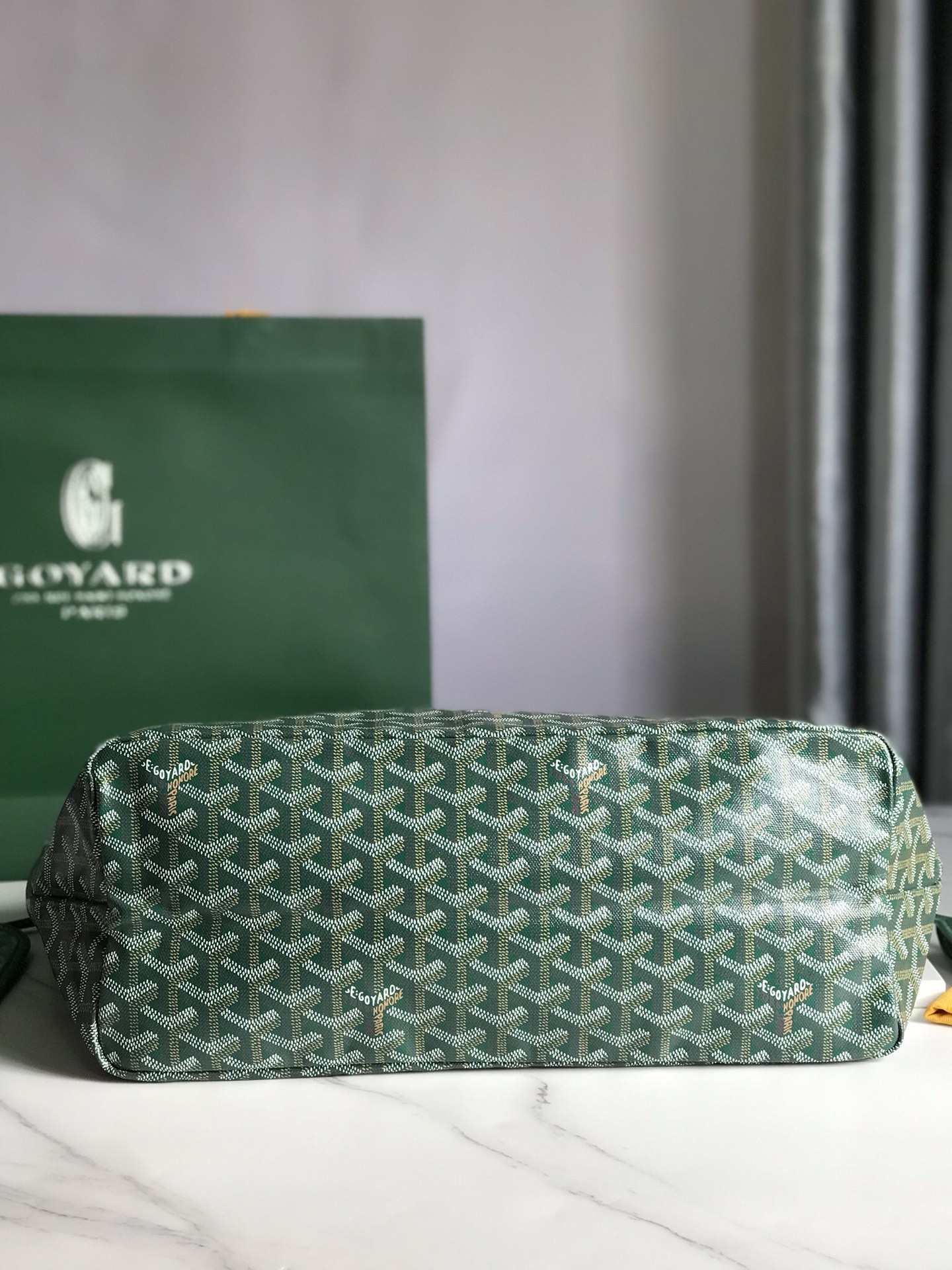 Original Copy Goyard Saint Louis PM Bag Goyardine Canvas and Chevroches Green