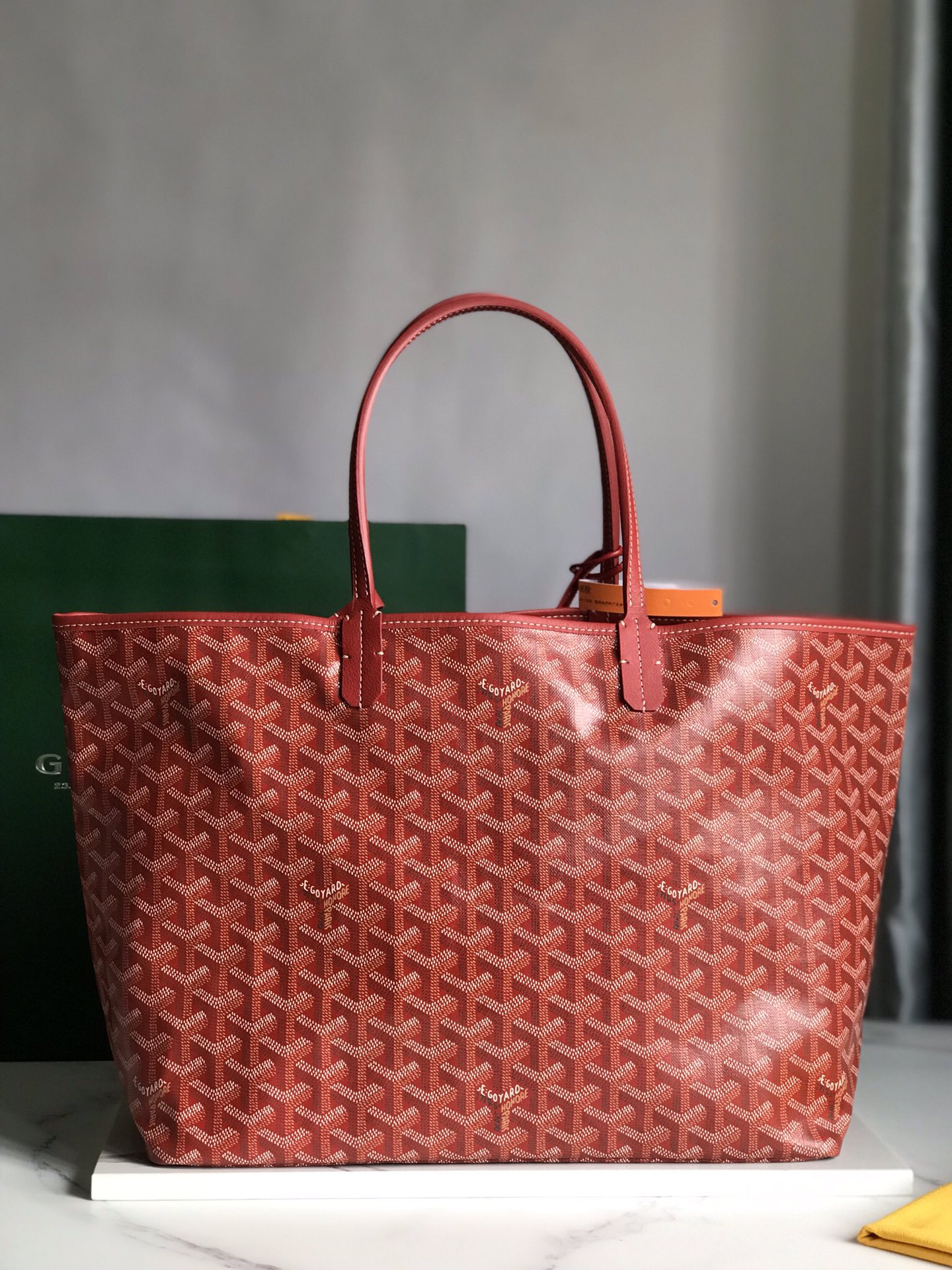 Original Copy Goyard Saint Louis PM Bag Goyardine Canvas and Chevroches Red