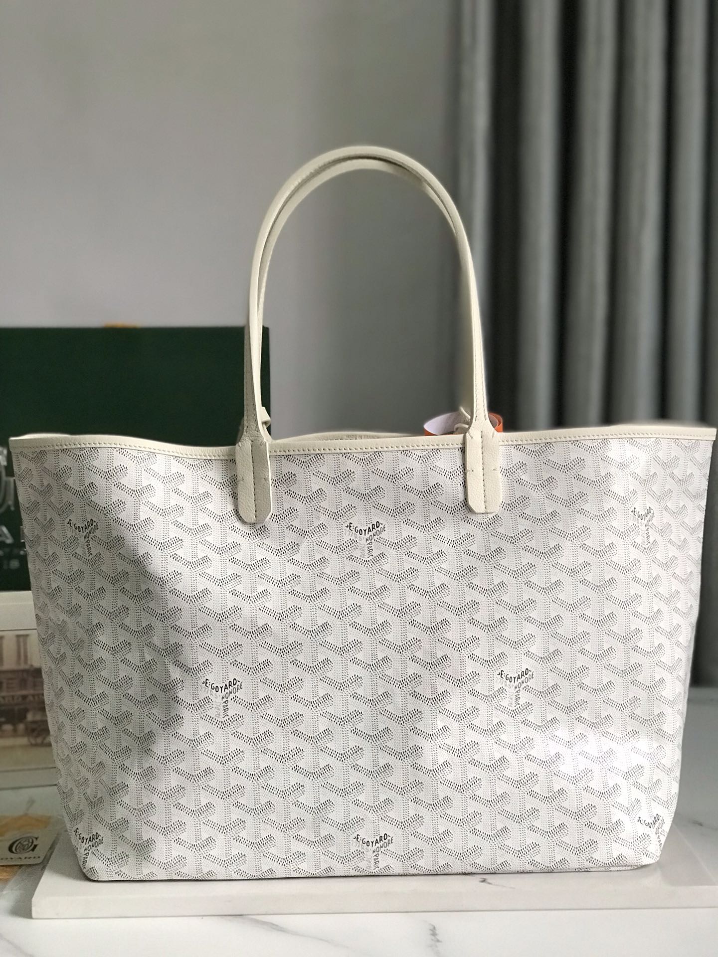 Original Copy Goyard Saint Louis PM Bag Goyardine Canvas and Chevroches White