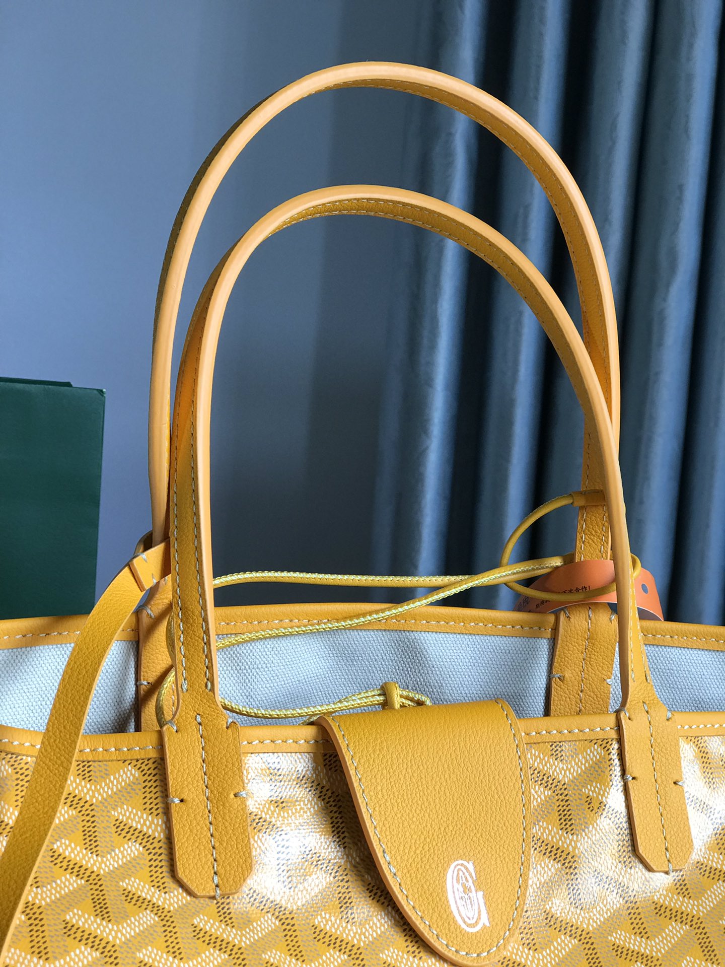 Original Copy Goyard Saint Louis PM Bag Goyardine Canvas and Chevroches Yellow