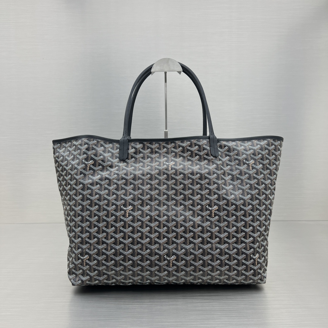 Original Copy Goyard Small Saint Louis Bag Goyardine Canvas Chevroches Calfskin Black