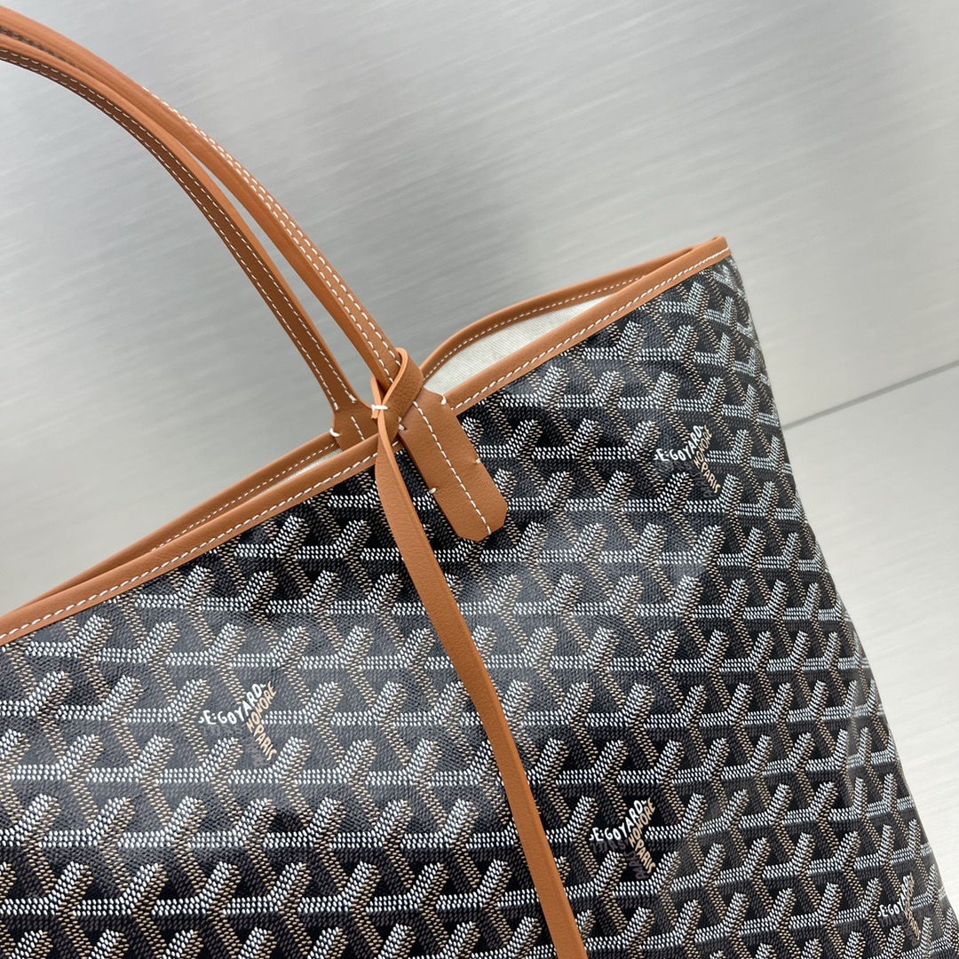 Original Copy Goyard Small Saint Louis Bag Goyardine Canvas Chevroches Calfskin Brown