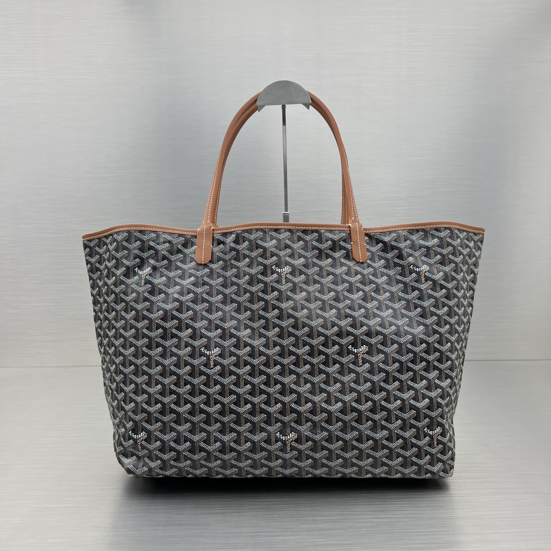 Original Copy Goyard Small Saint Louis Bag Goyardine Canvas Chevroches Calfskin Brown