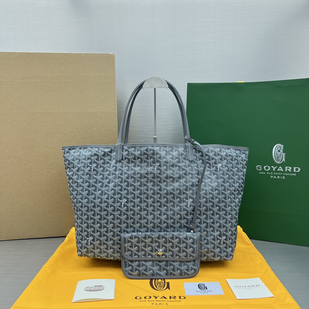 Original Copy Goyard Small Saint Louis Bag Goyardine Canvas Chevroches Calfskin Gray