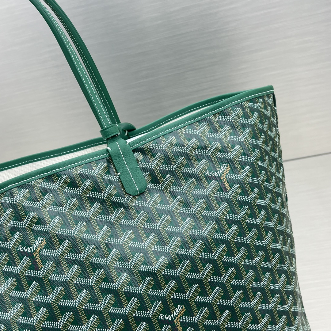 Original Copy Goyard Small Saint Louis Bag Goyardine Canvas Chevroches Calfskin Green