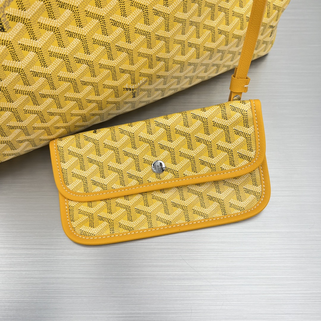 Original Copy Goyard Small Saint Louis Bag Goyardine Canvas Chevroches Calfskin Yellow