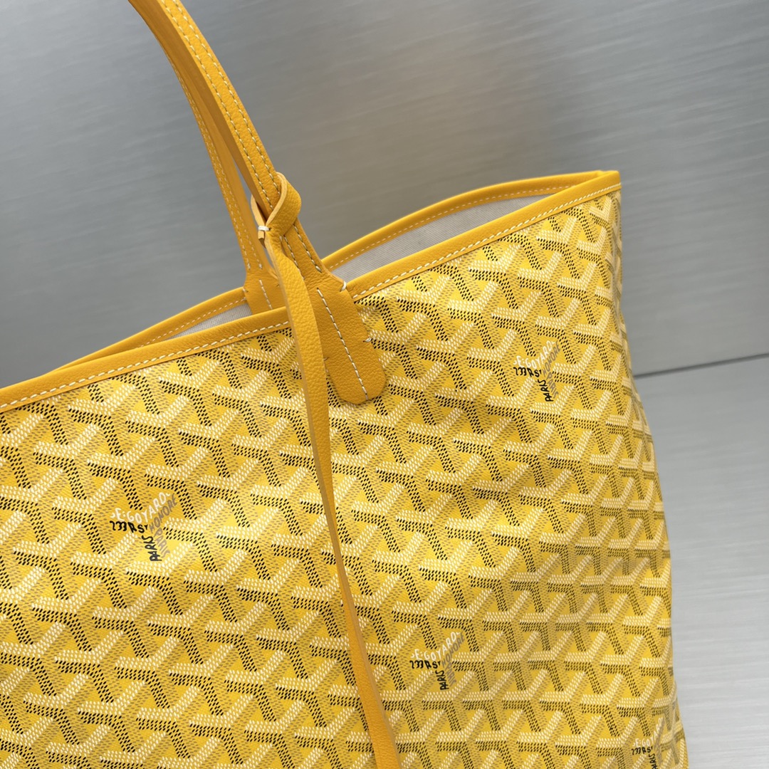 Original Copy Goyard Small Saint Louis Bag Goyardine Canvas Chevroches Calfskin Yellow