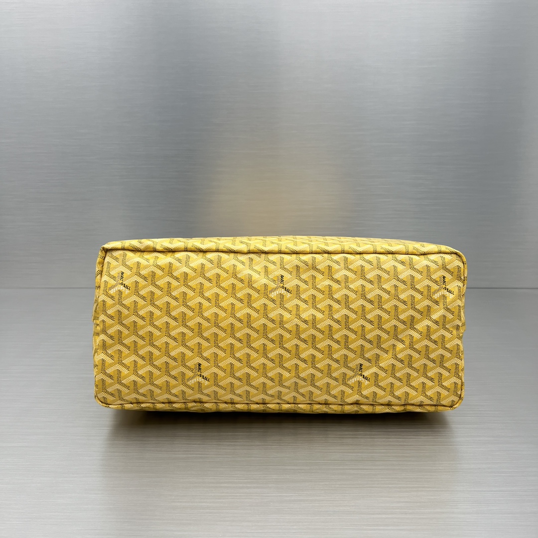 Original Copy Goyard Small Saint Louis Bag Goyardine Canvas Chevroches Calfskin Yellow