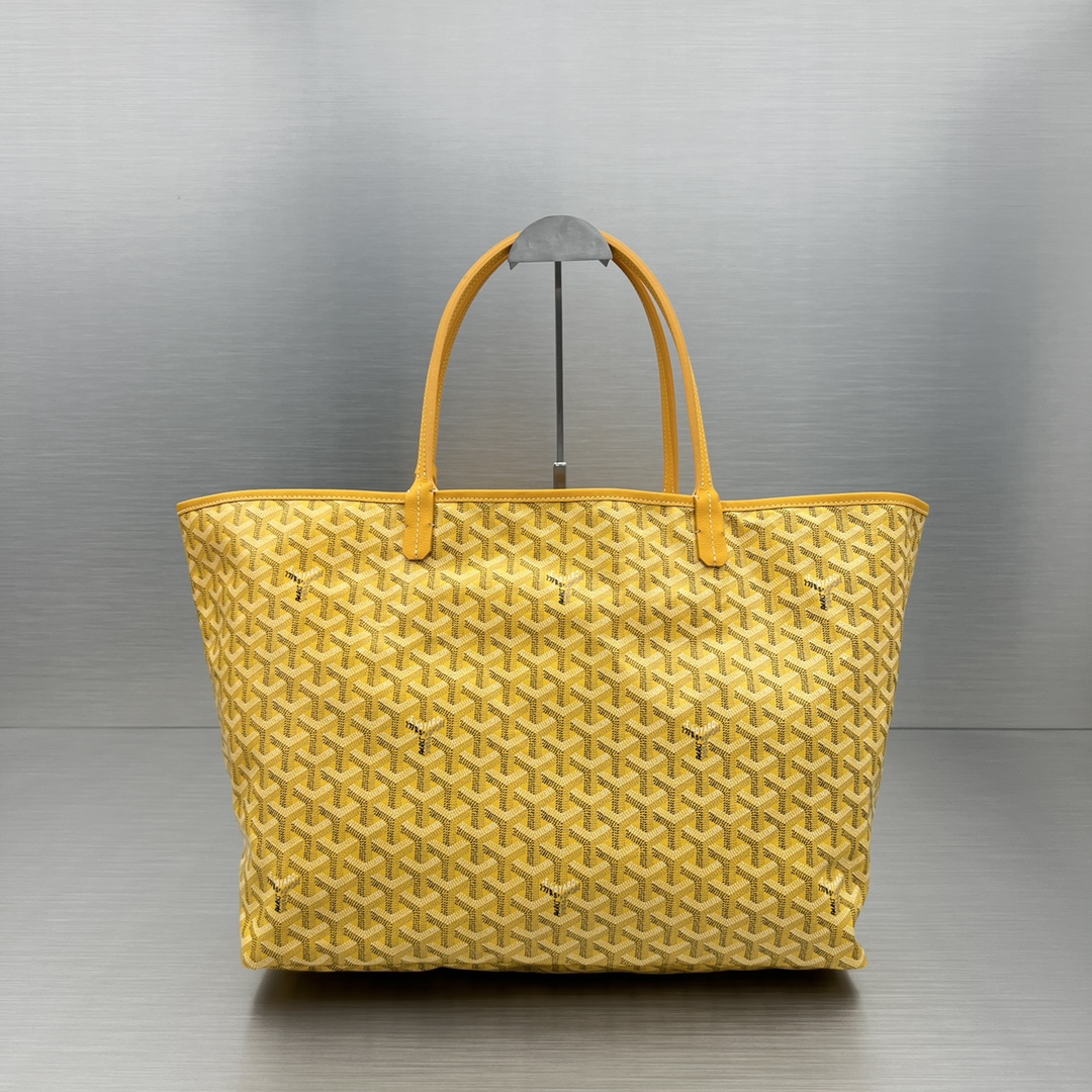 Original Copy Goyard Small Saint Louis Bag Goyardine Canvas Chevroches Calfskin Yellow