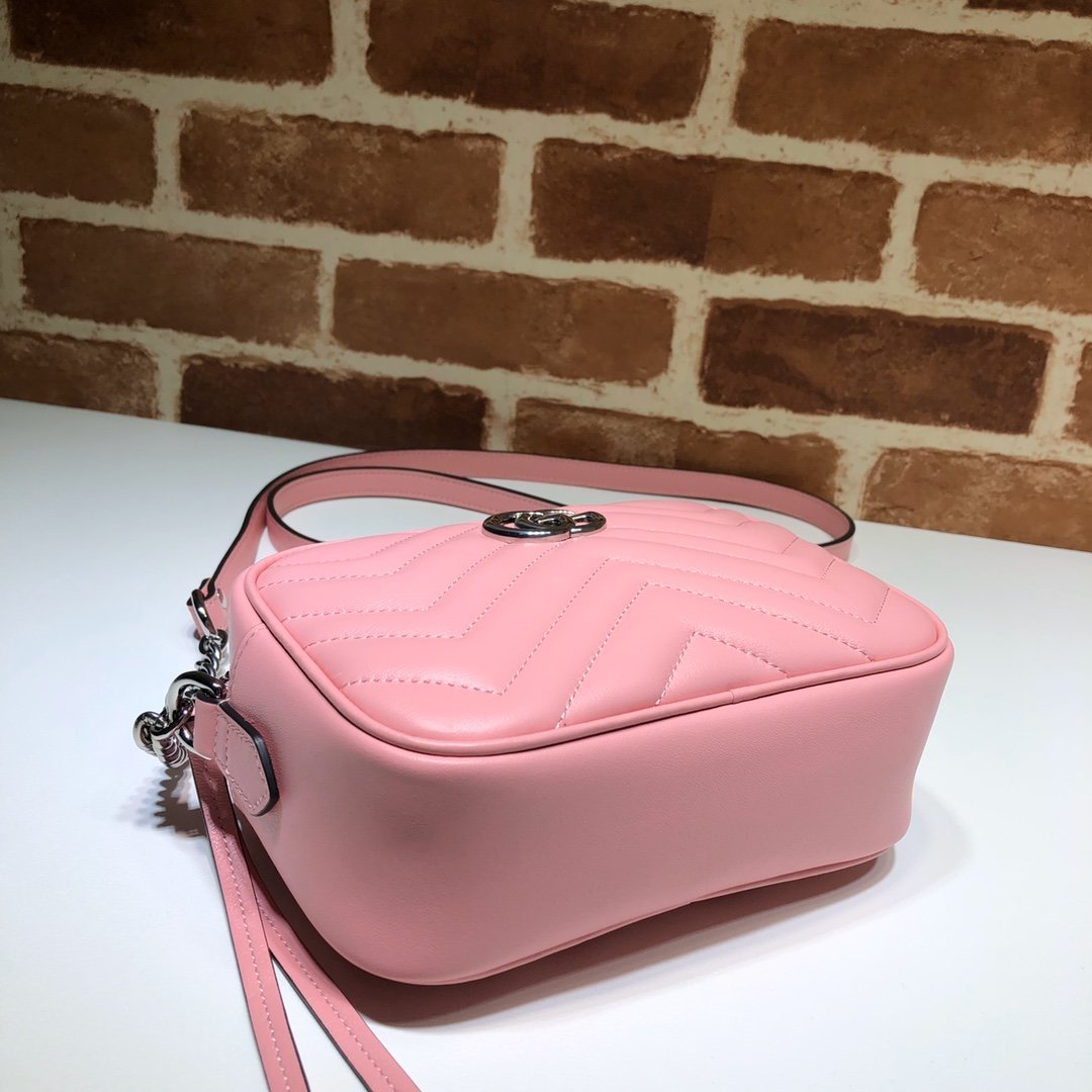 Original Copy Gucci 448065 GG Marmont Matelasse Mini Bag Pink Leather