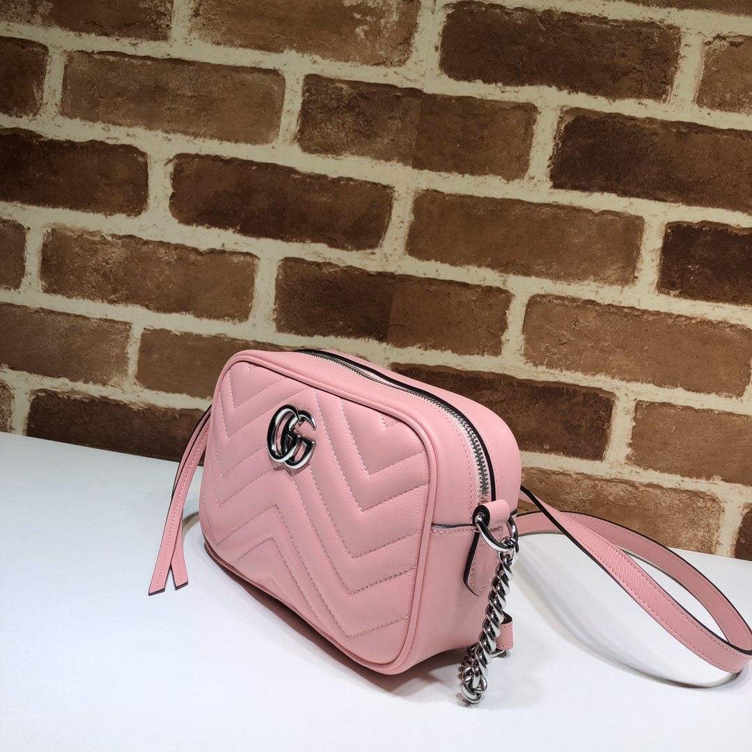 Original Copy Gucci 448065 GG Marmont Matelasse Mini Bag Pink Leather