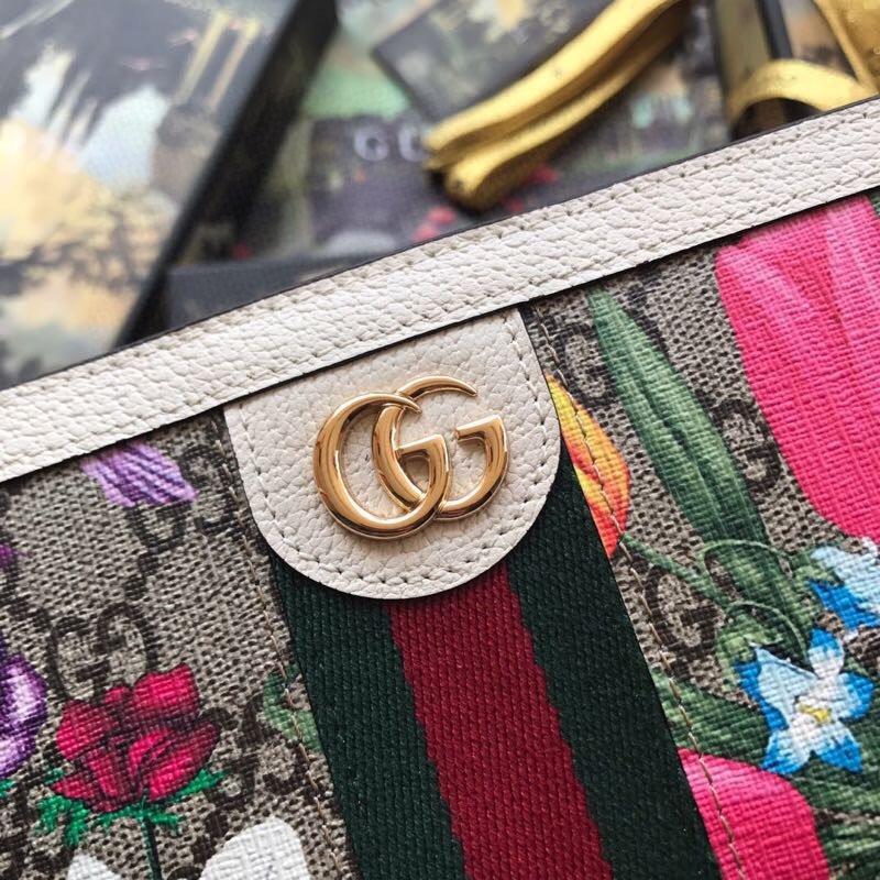 Original Copy Gucci 523154 Ophidia GG Flora Zip Around Wallet