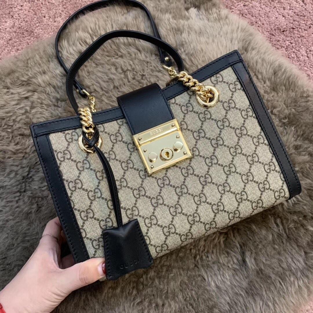 Original Copy Gucci Padlock Medium GG Shoulder Bag Black 479197