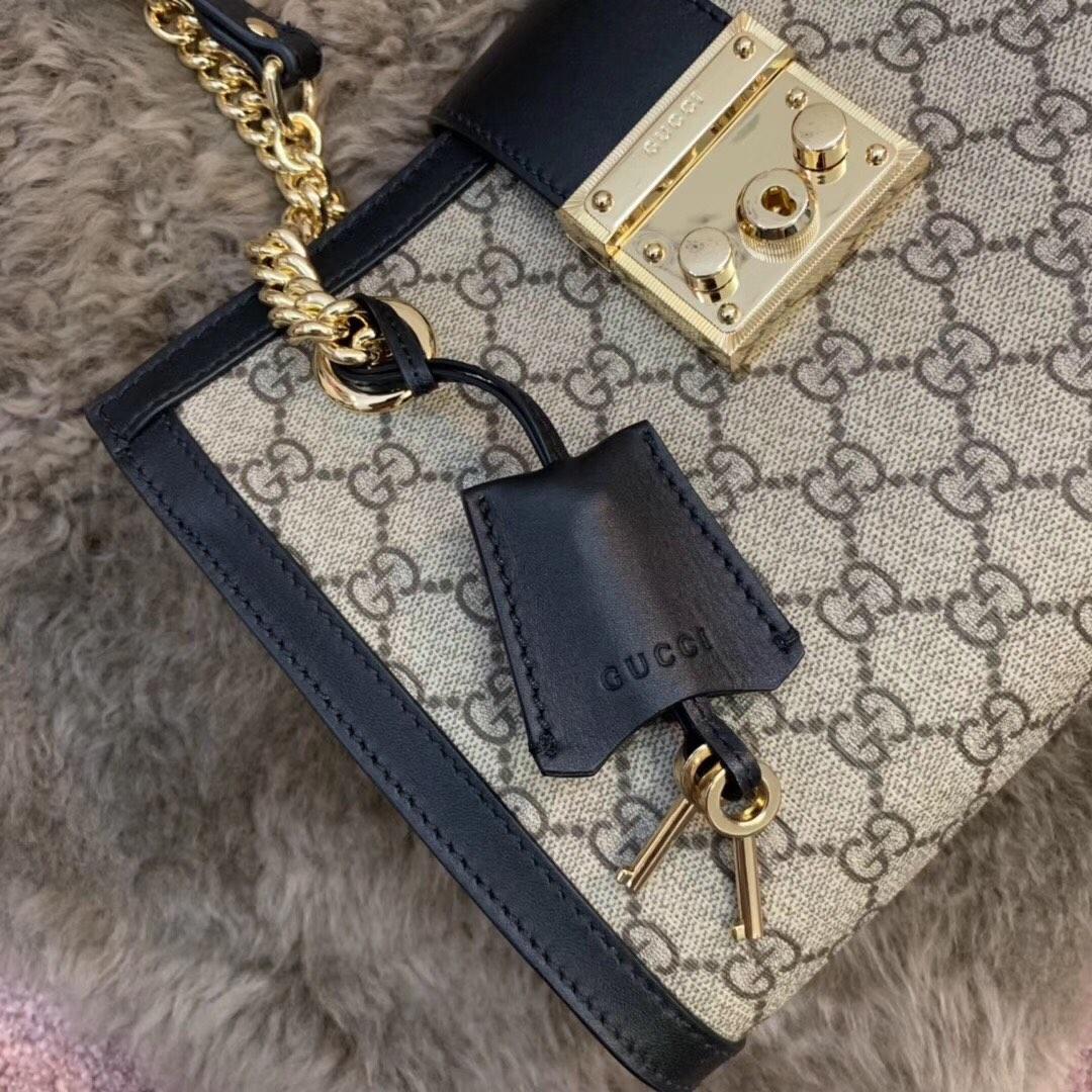 Original Copy Gucci Padlock Medium GG Shoulder Bag Black 479197